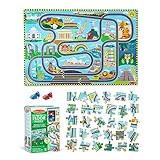 Melissa & Doug Race Around The World Tracks Cardboard Jigsaw Floor Puzzle and Wind-Up Vehicles (4... | Amazon (US)