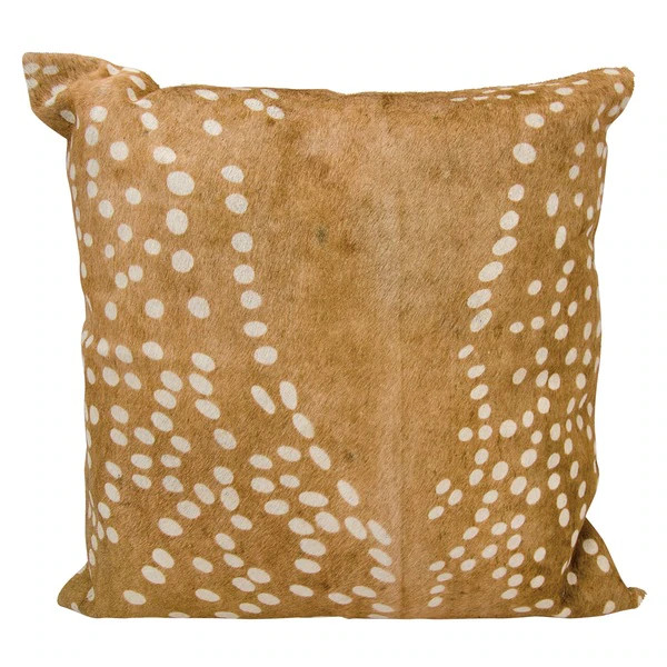 Mina Victory Natural Leather and Hide Axis Deer Print Brown Throw Pillow by Nourison (20-Inch X 20-Inch) | Bed Bath & Beyond