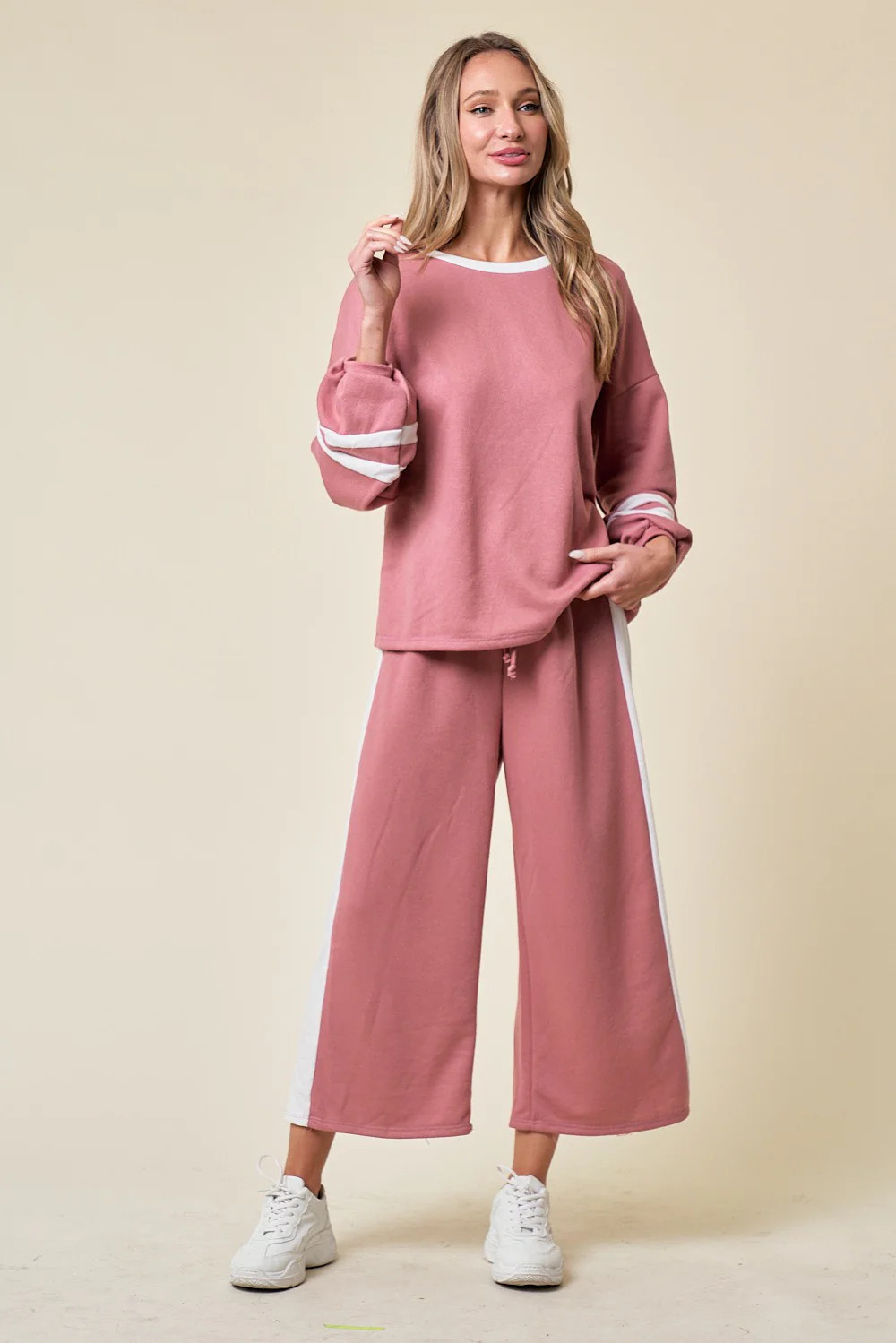 Mauve Striped Long Sleeve Set | PinkBlush Maternity
