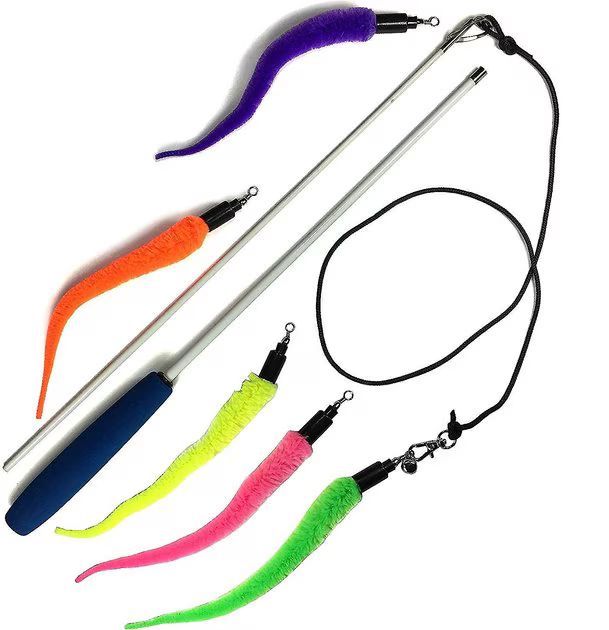 PET FIT FOR LIFE 5 Piece Squiggly Worm Wand Cat Toy - Chewy.com | Chewy.com