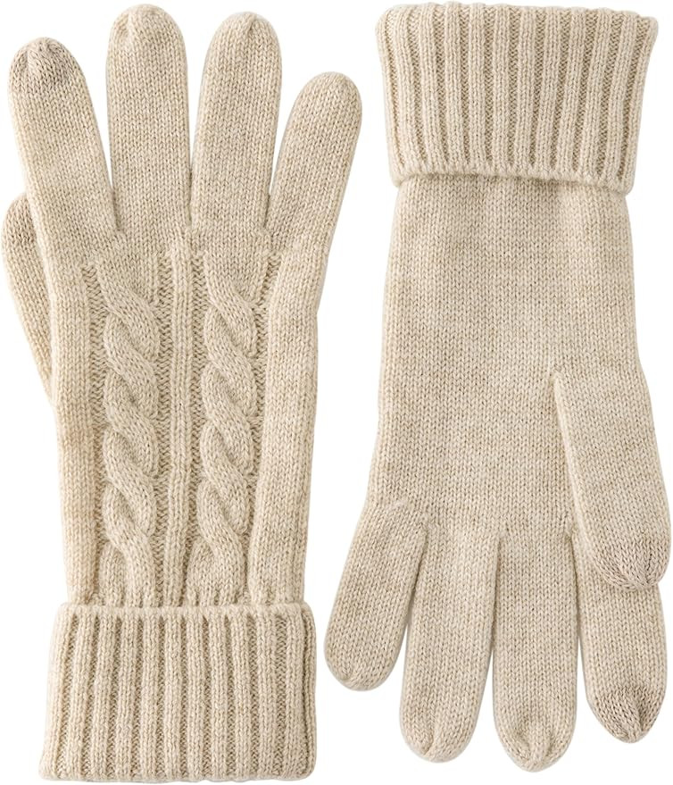 VIKIDEER Touchscreen 100% Pure Cashmere Gloves Women Ladies Soft Knit and Long Ribbed Cuffs | Amazon (US)