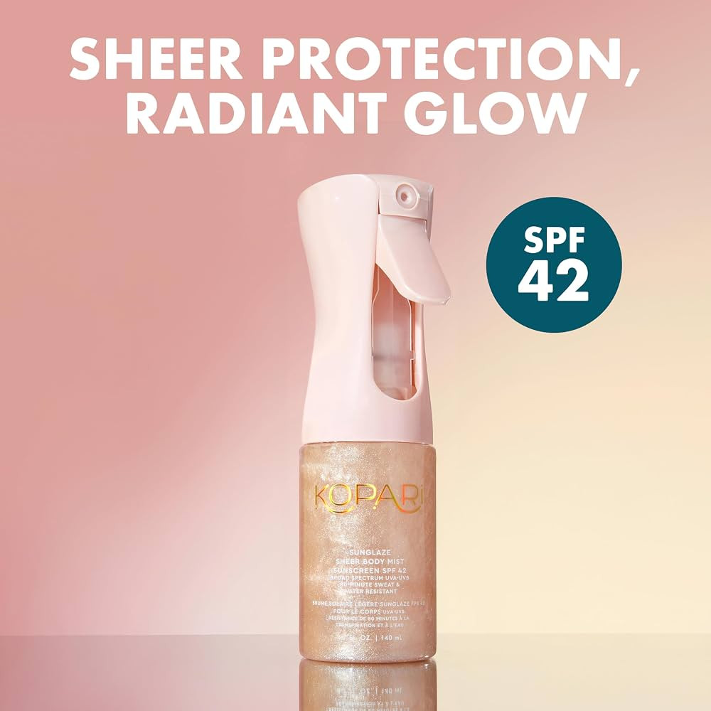 Kopari Rose Gold Sunglaze Sheer Body Mist Sunscreen SPF 42, Infused with Shimmering Body Oil, Hyd... | Amazon (US)