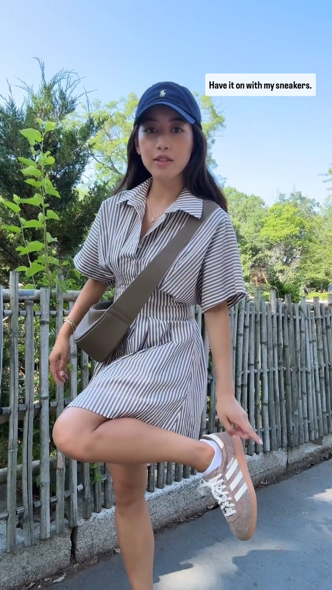 Been wearing this dress 2x a week! 

• Anthropologie tobie dress xxs petite. Wrinkle resistant and Has pockets!

Semi structured cotton blend fabric holds the shape well. Figure flattering and waist cinching. TTS and xxs petite fits me perfectly. If you get the above knee length I wear bike shorts underneath my shorter dresses for practicality. 

The pleats are so flattering, and the style has been truly so versatile from a bbq to lunch to family outing to exploring town while traveling. If you want a slightly longer length, I would try regular sizing.

I have been machine washing it cold, and hanging it to air dry - it dries pretty quickly.

• Adidas handball sneakers - comfy style with support, much more than gazelle or samba. the kids size 3.5 linked fits me best! 

The women’s sizing in this Adidas style runs half to one size big, which is why the kids 3.5 fits me better 

• Amazon crossbody bag. Look for less for COS which is several times the price. Good quality pebbled leather , good capacity and comfy wide strap

• Quince $50 cashmere sweater in oatmeal xs

• navy Polo hat

Petite friendly, casual summer outfit ideas, mom style, picnic or BBQ, zoo day 

#LTKPetite #LTKTravel #LTKStyleTip