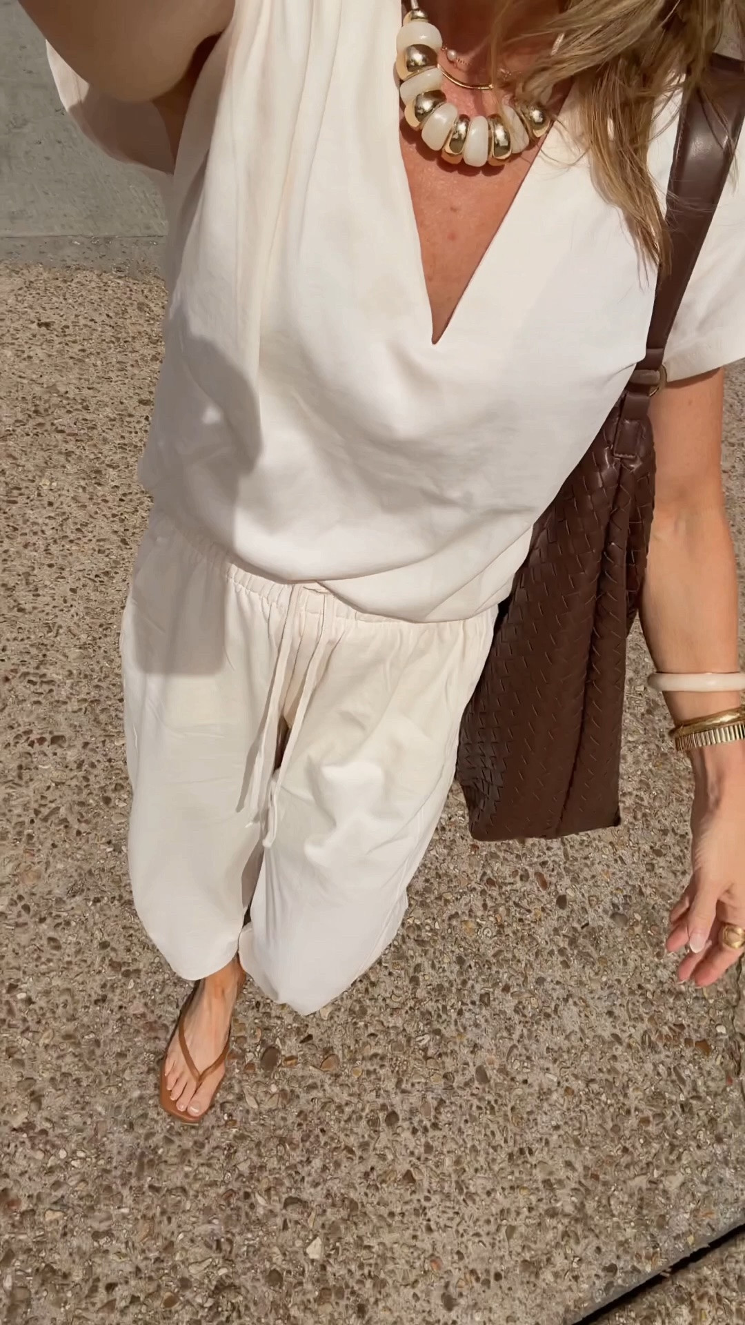 Easy cotton pants set for lunch. Looooove the ecru color. 👏🏼 So polished. 
@Zara 

Summer outfits over 40, fall outfits women, matching pants set, casual outfits

#LTKootd #LTKdayinmylife #LTKOver40