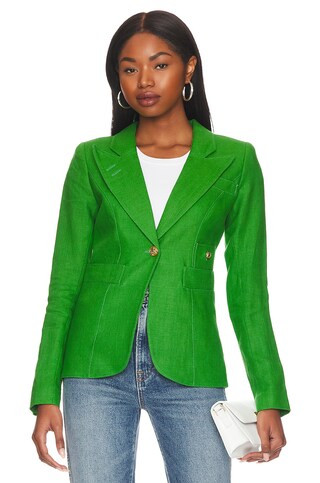 Smythe Linen Duchess Blazer in Grass Green from Revolve.com | Revolve Clothing (Global)