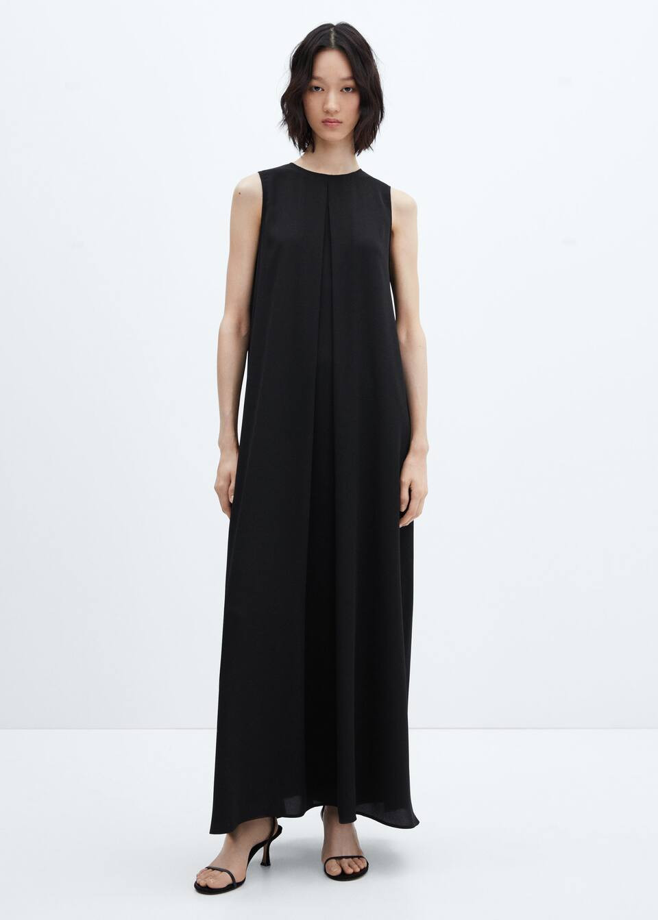Long dress with pleat detail -  Women | Mango United Kingdom | MANGO (UK)