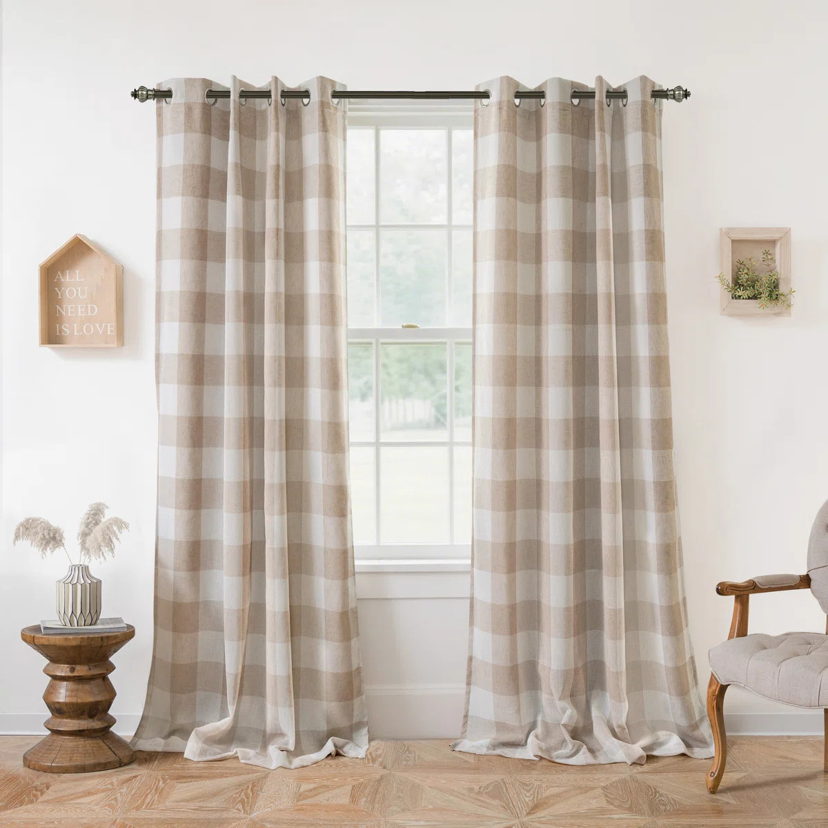 Adamantini Plaid Blackout Thermal Grommet Curtain Panels (Set of 2) | Wayfair North America