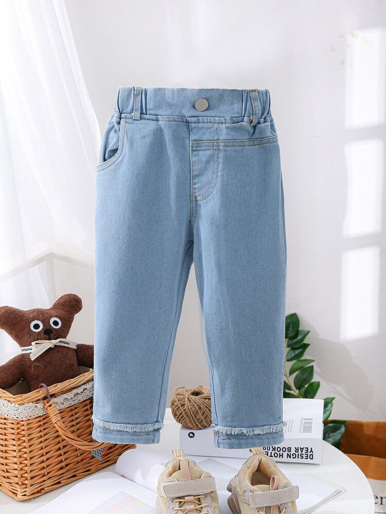 Toddler Girls Elastic Waist Pocket Back Tapered Jeans | SHEIN