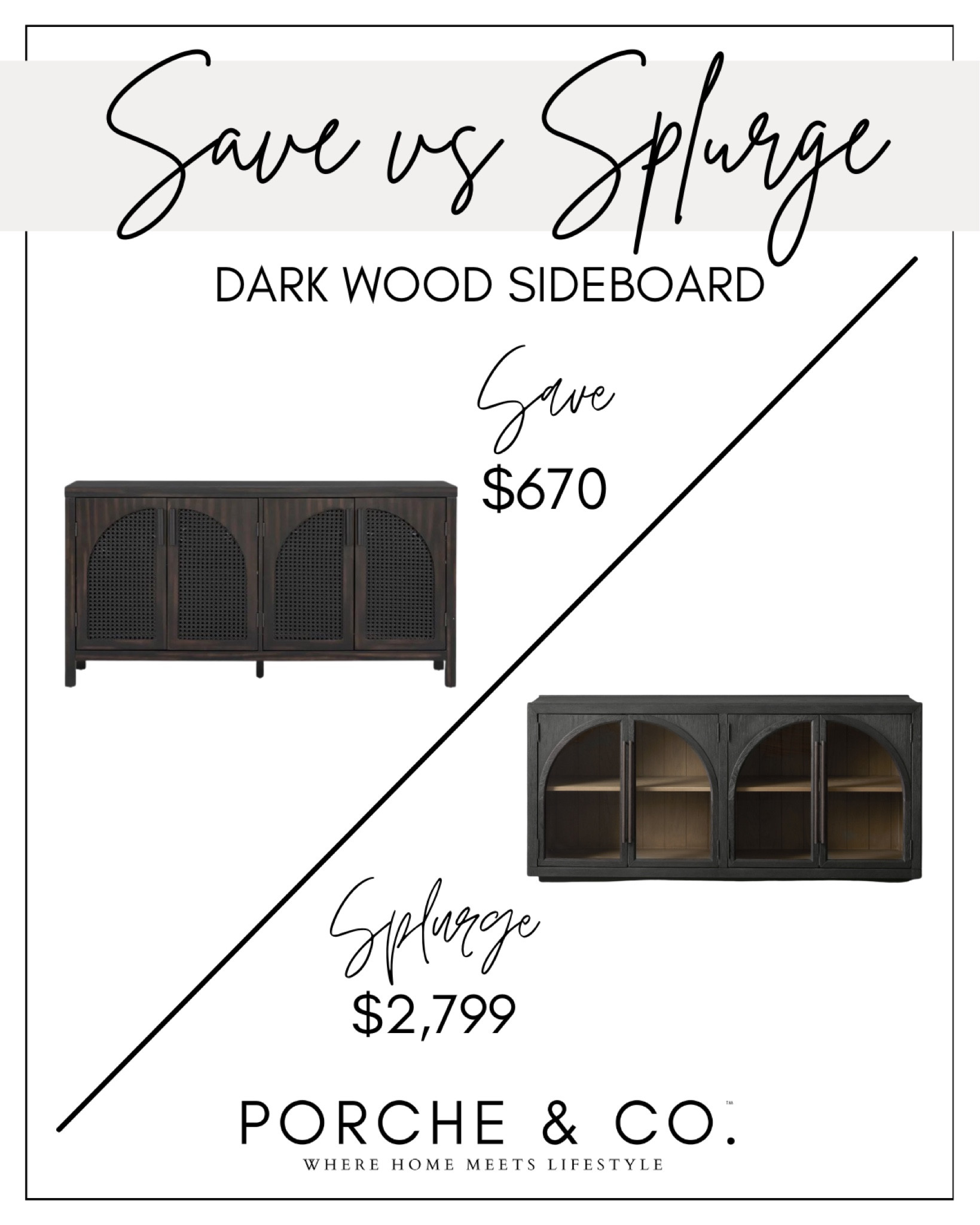 Save vs splurge, dark wood sideboard, console table, console inspo, black console, save and splurge, decor dupe

#LTKFind #LTKstyletip #LTKhome
