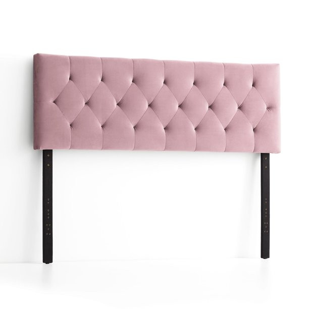 Ember Interiors Diamond Tufted Mid-Rise Velvet Headboard, Queen, Pink | Walmart (US)