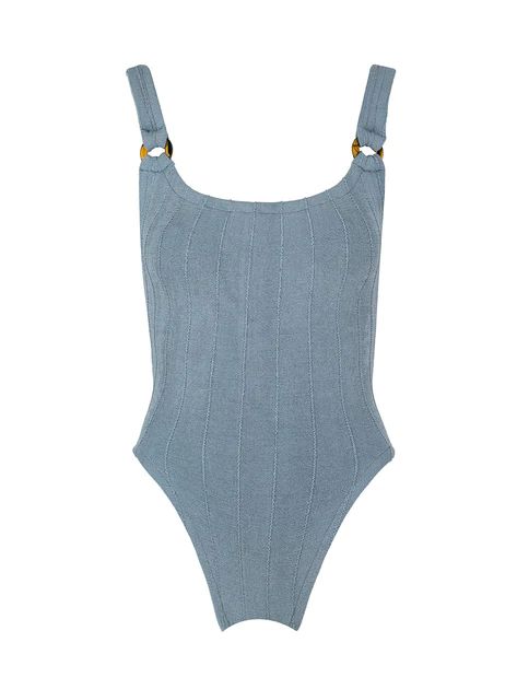 Metallic Airforce Blue Nile Domino Swimsuit | Beach Flamingo