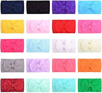 jollybows 20pcs Baby Girls Nylon Headbands Turban Hair Bows Hair Band Elastic Hair Accessories fo... | Amazon (US)