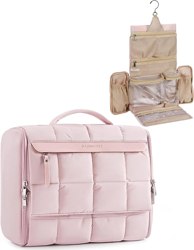 BAGSMART Travel Toiletry Bag, Extra Large Full-open Hanging Toiletry Bag for Women, Puffy Cosmeti... | Amazon (US)