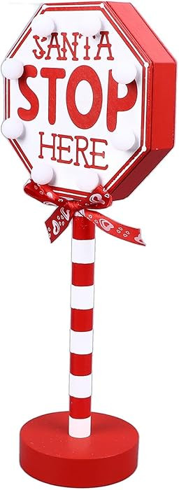 Dpofirs Santa Stop Here Tree Topper, Warm Light Creative Santa Stop Here Tabletop Sign Delicate f... | Amazon (US)