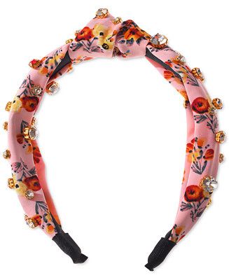 INC International Concepts Gold-Tone Crystal Studded Flower-Print Knotted Headband, Created for M... | Macys (US)