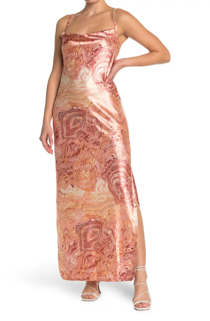 Christina Cowl Neck Swirl Satin Dress | Nordstrom Rack