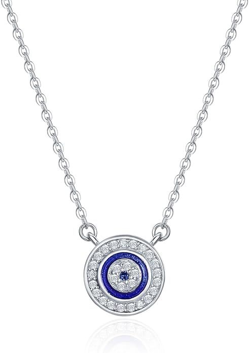 BISAER 925 Sterling Silver Blue Evil Eye Bracelet with Cubic Zirconia Hamsa Adjustable Chain Brac... | Amazon (US)