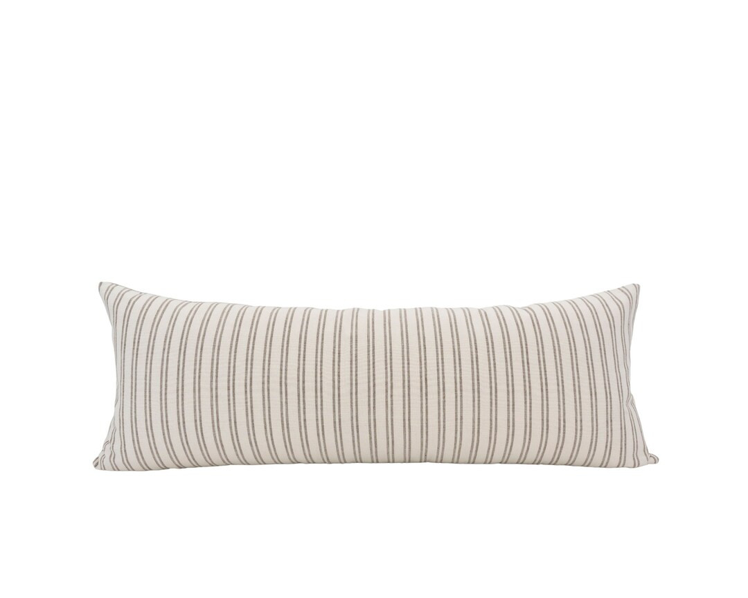ANDIE 14x36 Stripe Pillow Cover Neutral Stripe Pillow Brown Stripe Lumbar Stripe Bed Pillow Farmh... | Etsy (US)