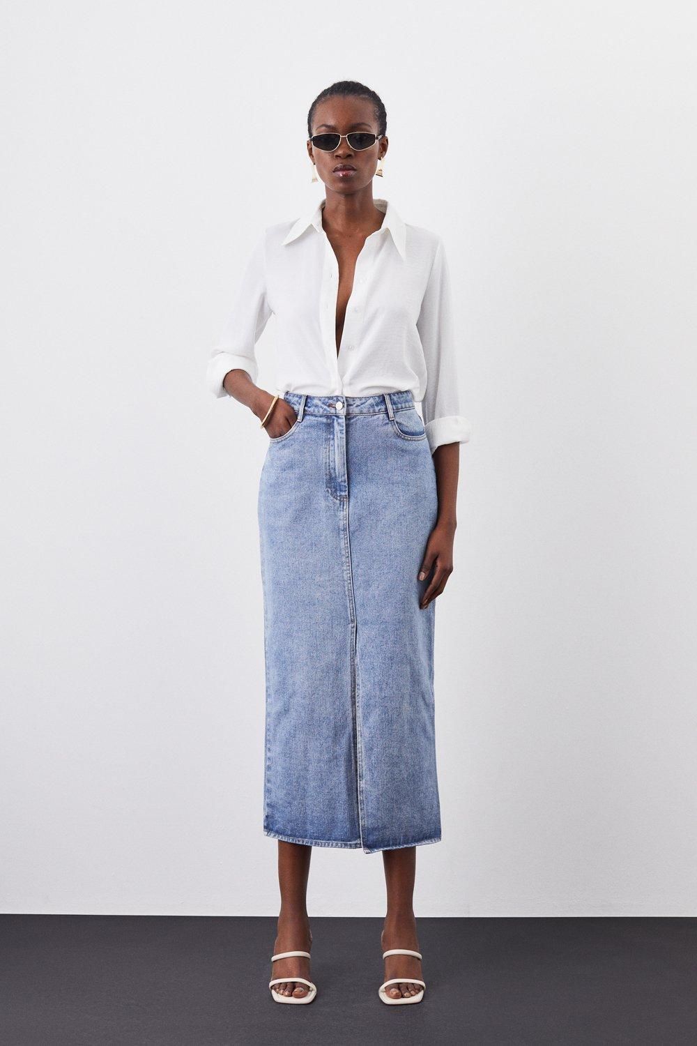 Denim Maxi Skirt | Karen Millen US