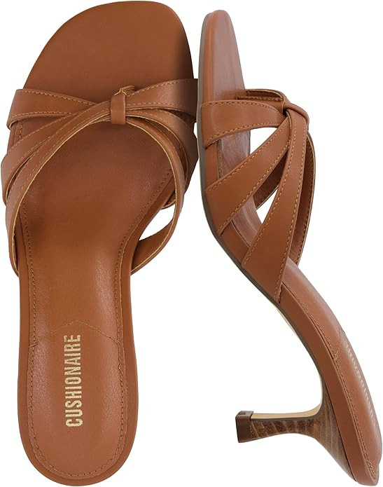 CUSHIONAIRE Malta Strappy Kitten Heels for Women, Dressy Open Toe Low Heel Sandals with Memory Fo... | Amazon (US)