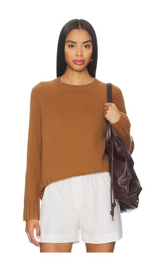 W. Cashmere Gabby Crew Neck in Cognac. - size M | Revolve Clothing (Global)