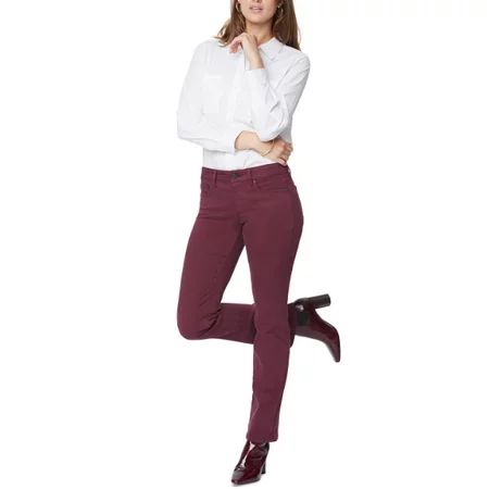 NYDJ Women s Tummy-Control Marilyn Straight-Leg Jeans Burgundy Size 10 $119 NWT | Walmart (US)