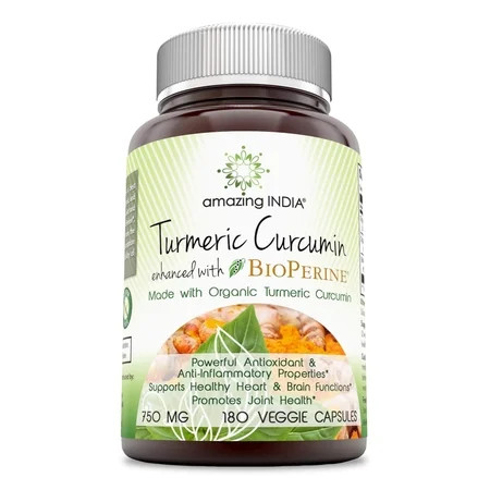 Amazing India Turmeric Curcumin with Bioperine 750 Mg 180 Capsules - Made with Organic Tumeric Curcu | Walmart (US)