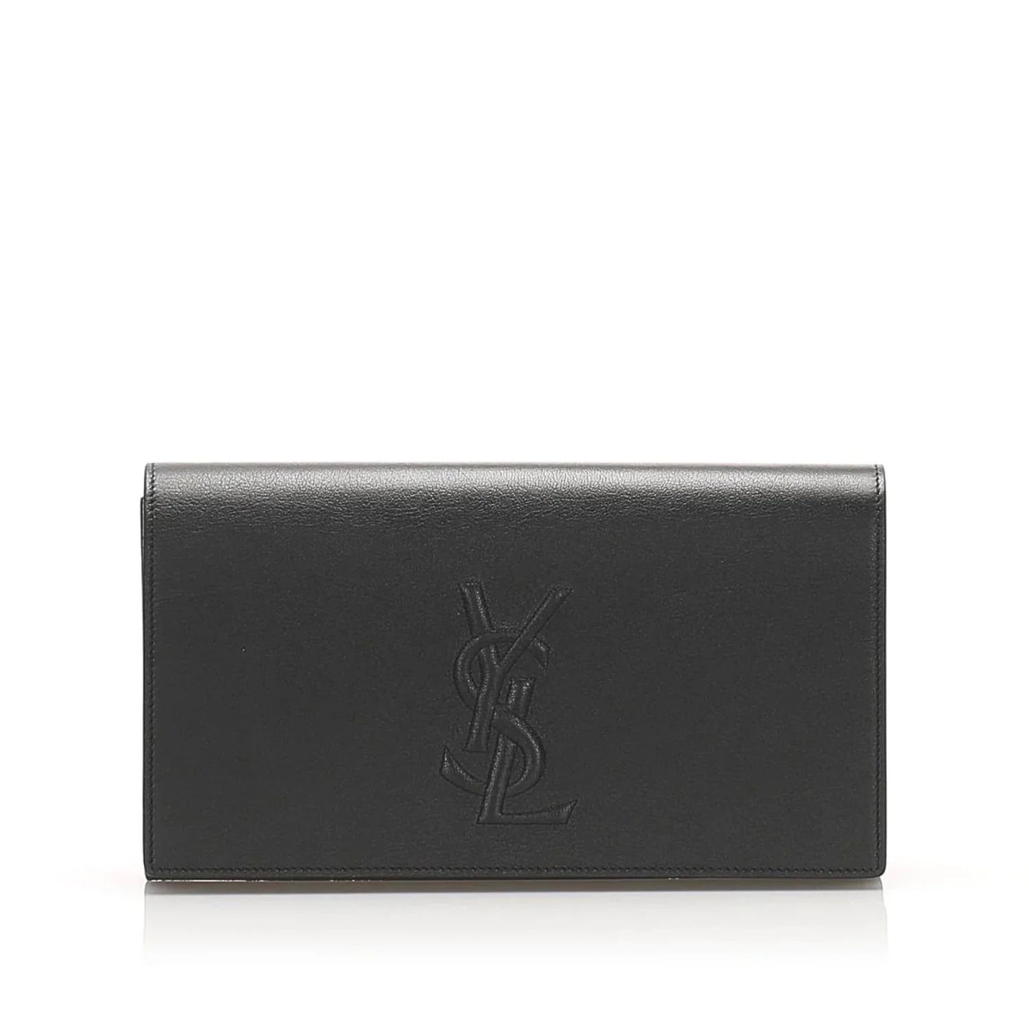 New Saint Laurent YSL Belle de Jour Leather Black Large Clutch Bag 568937 | Walmart (US)