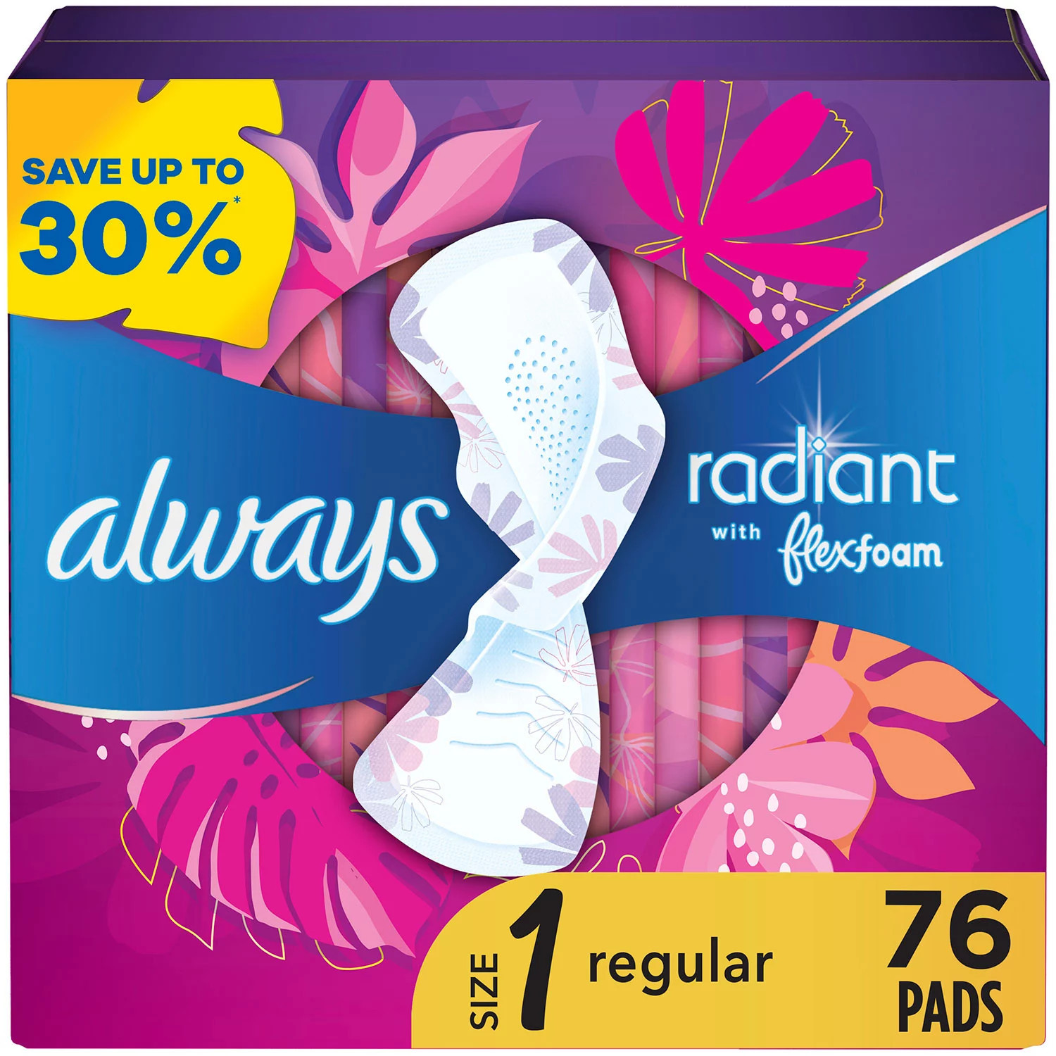 Always Radiant Regular Pads with Flexi-Wings, Scented - Size 1, 76 ct. | Sam's Club