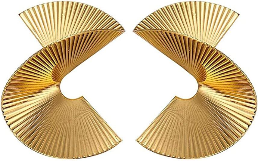 Bmadge Gold Zinc Geometric Earrings Exaggerated Statement Earrings Punk Stylish Sectored Twisted ... | Amazon (US)