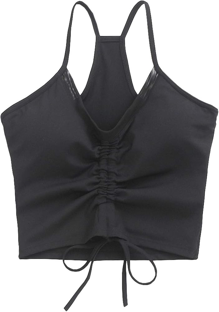 Womens Sports Bra Workout Crop Top Yoga Running Padded Tank Fitness Gym Camisole Longline Vest | Amazon (US)