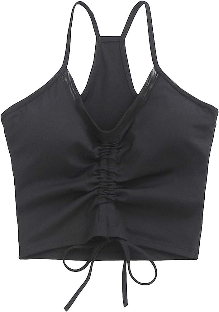 Womens Sports Bra Workout Crop Top Yoga Running Padded Tank Fitness Gym Camisole Longline Vest | Amazon (US)