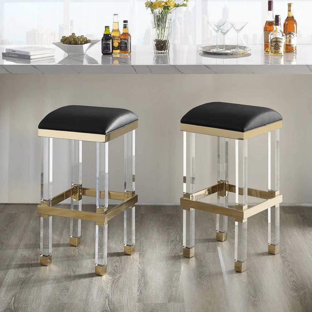 Silver Orchid Breese Upholstered Acrylic Barstool | Bed Bath & Beyond