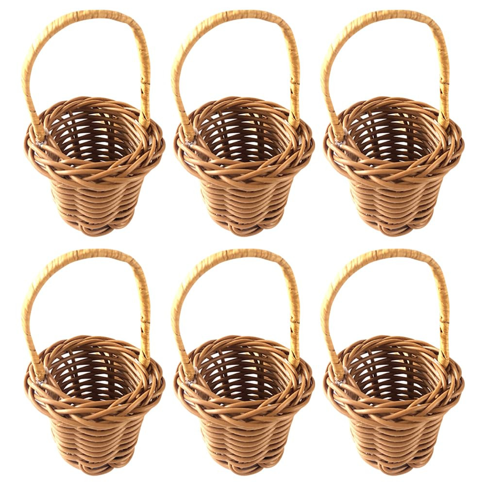 6 Pcs Mini Woven Baskets Miniature Doll House Baskets Small Wicker Baskets Tiny Craft Baskets Min... | Amazon (US)