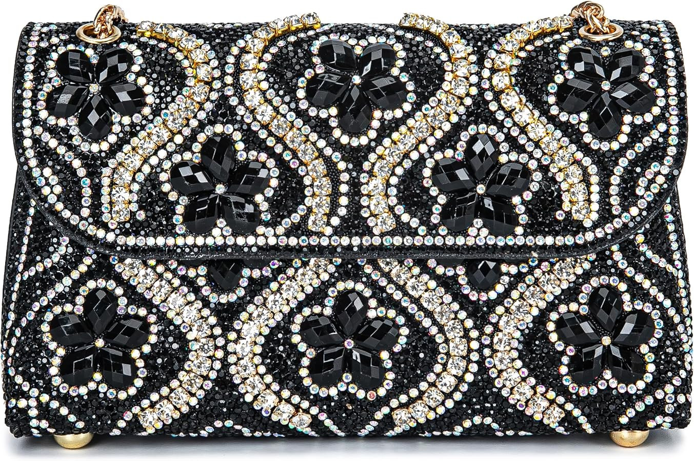 Flower Evening Handbags Chain Strap Square Shoulder Bag Crossbody Bag Crystals Rhinestone Clutch ... | Amazon (US)