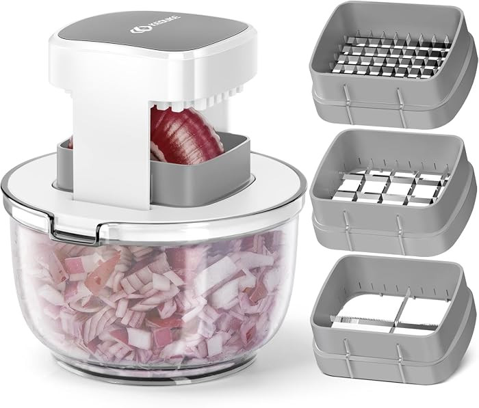 KEOUKE Multifunctional Vegetable Chopper Bowl White - 3 Interchangeable Blades Potato French Fry ... | Amazon (US)
