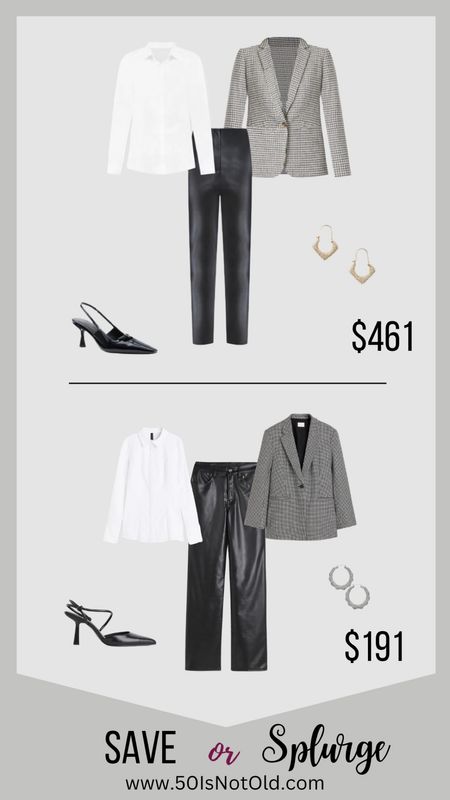 Save or Splurge!! Date night outfit, work attire, faux leather. 

#saveorsolurge #datenight #officeoutfit #workplace #fauxleather 