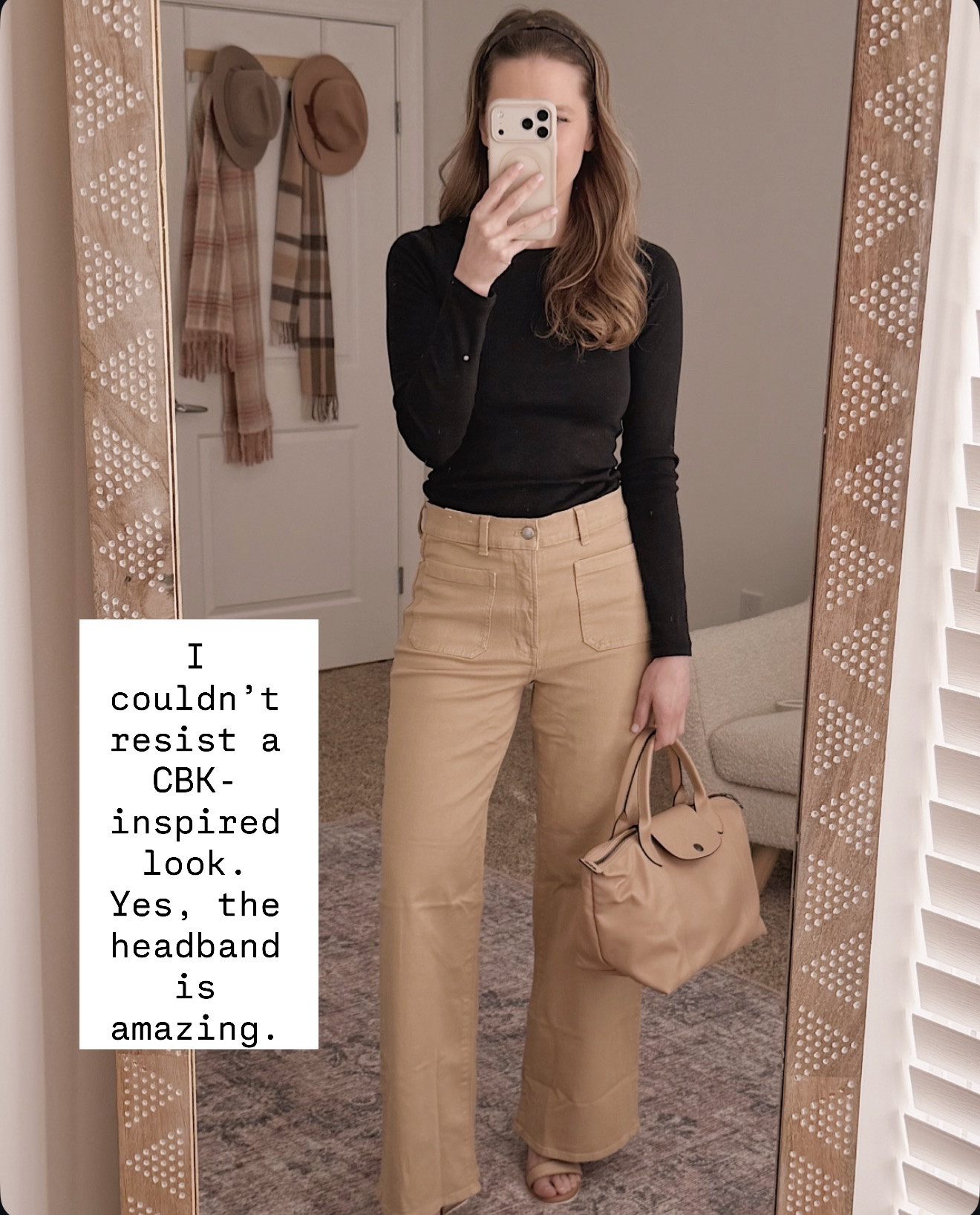 A little CBK inspired moment with classic neutrals. A fitted black top, camel pants, and the perfect headband make this look feel timeless.

cbk style outfit women, carolyn bessette kennedy style outfit, classic neutral outfit women, black top camel pants outfit, minimalist outfit women, timeless everyday outfit women, chic neutral outfit ideas, classic style women

#LTKSeasonal #LTKWorkwear #LTKOver40