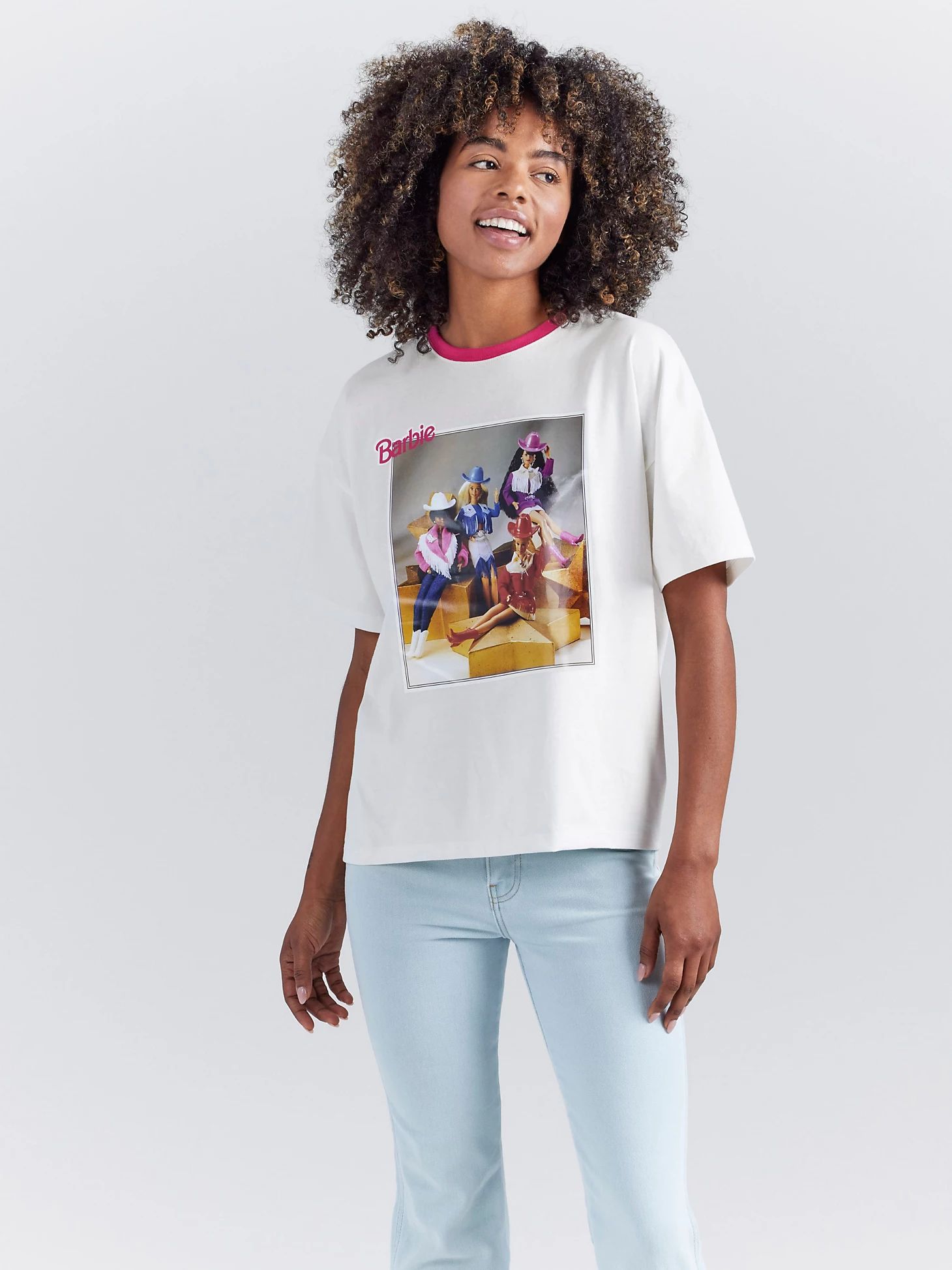 Wrangler x Barbie™ and Friends Girlfriend Ringer Tee in White | Wrangler