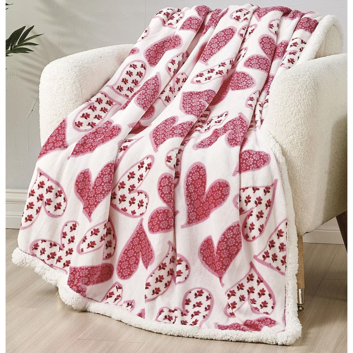 Sheradian Valentines Day Ultra Warm and Comfy Faux Shearling Lined Reversible Throw Blanket 50"x ... | Target