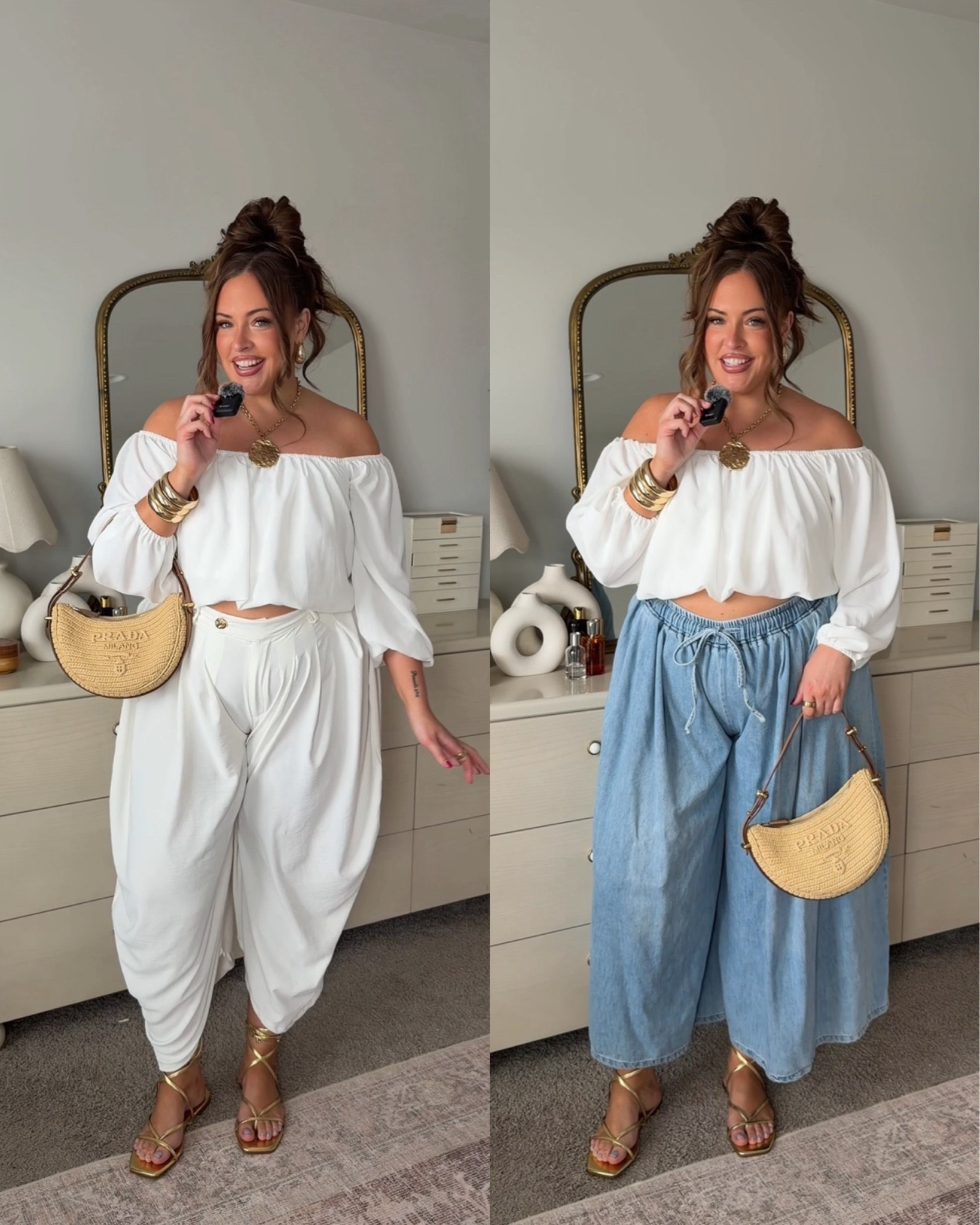 Wearing an xl white top, xxl white pant & xl jeans!