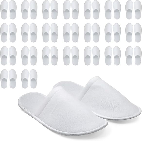 Juvale 24 Pairs Disposable House Slippers for Guests, Bulk Pack for Hotel, Spa, Shoeless Home, Wh... | Amazon (US)