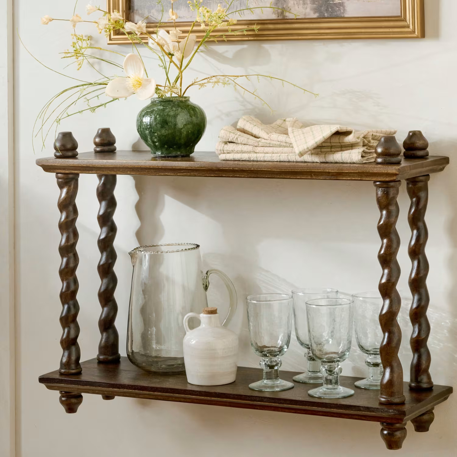 Barley Twist Wooden Shelf | Magnolia