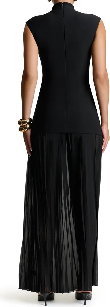 Funnel Neck Mixed Media Maxi Dress | Nordstrom