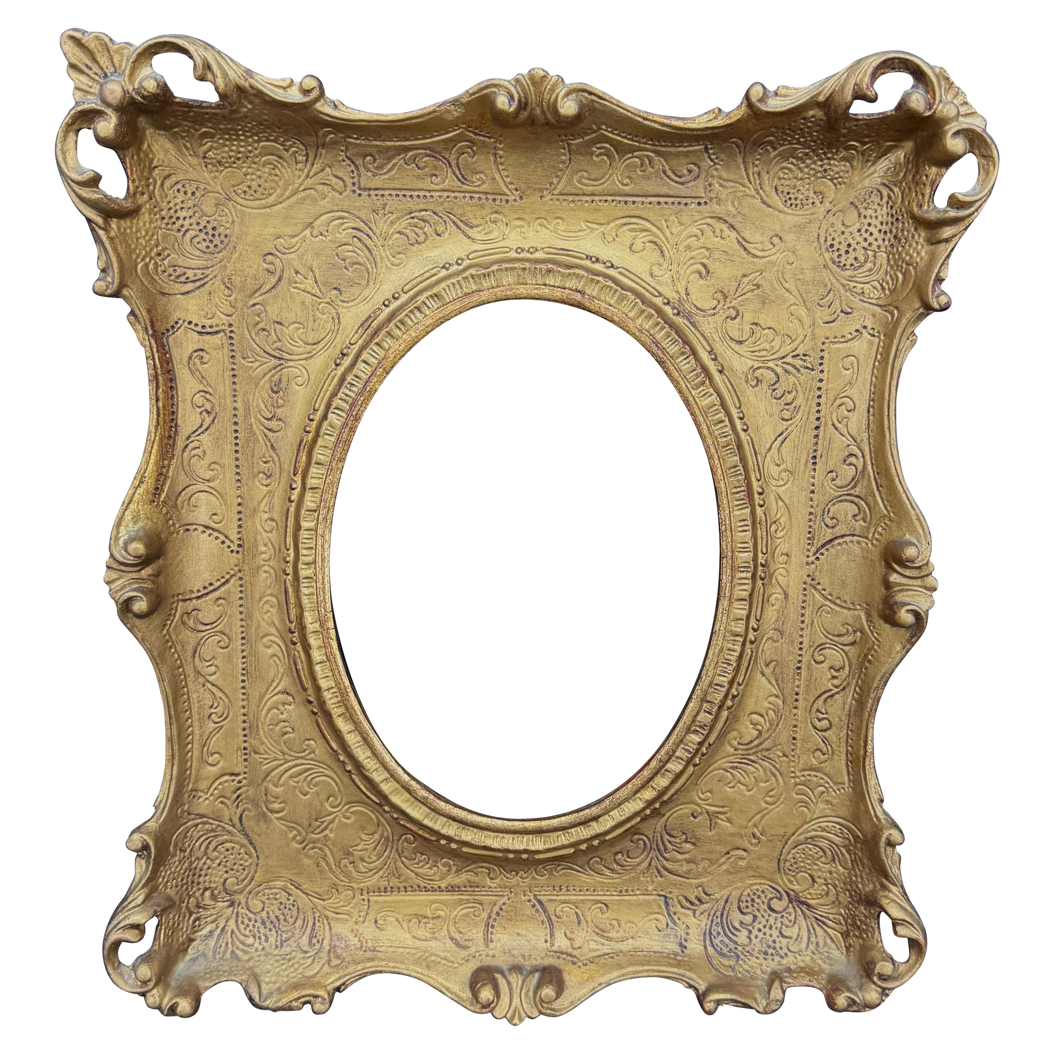 French Art Frame In the Style of Rococo Rectangular Gold Gilded | 1stDibs
