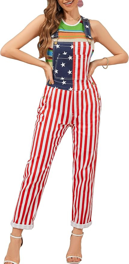 Overalls for Women Fashion Print Jumpsuits Festival Outfits Ladies Bibs Coveralls | Amazon (US)