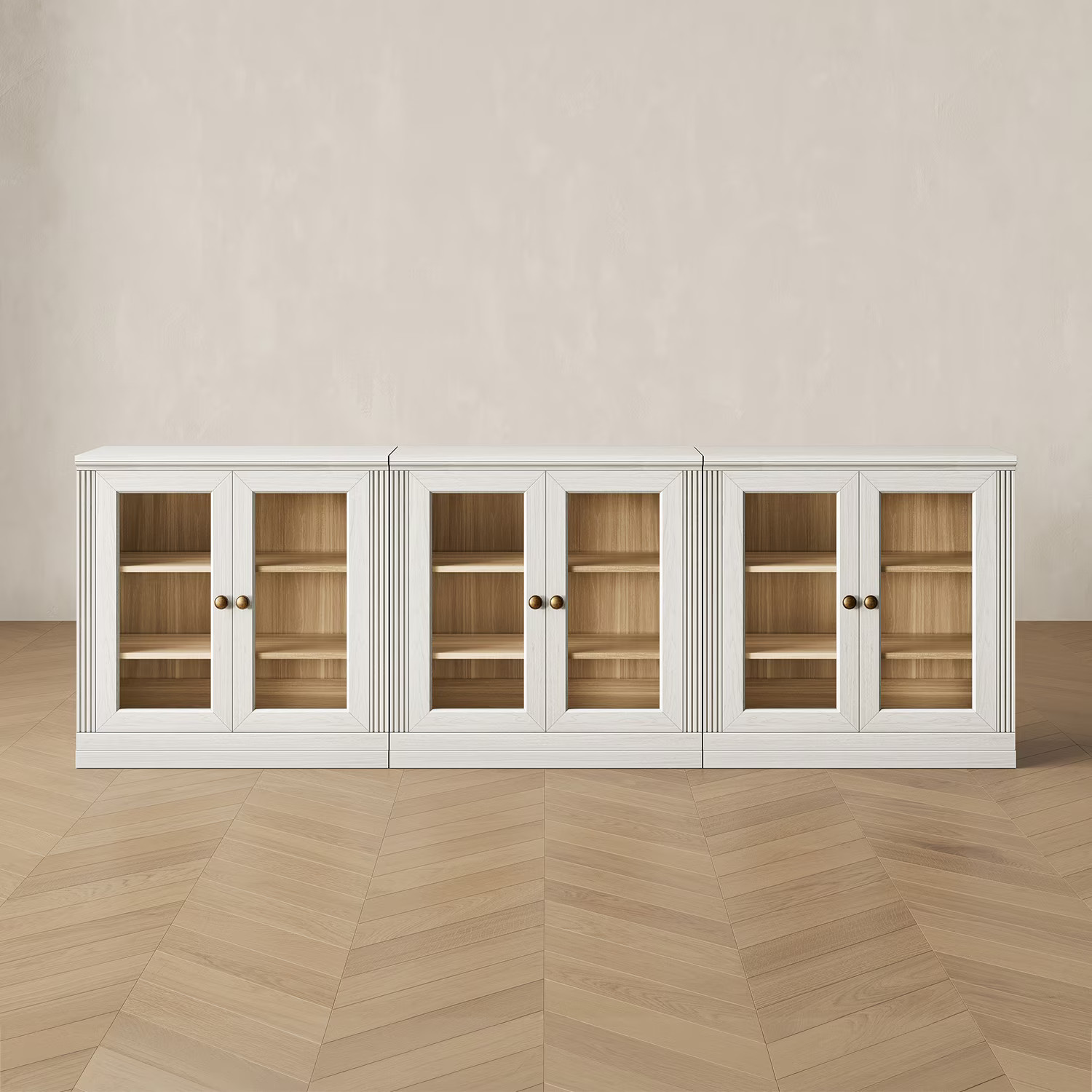 CHIC HOUSE 3-Piece Entertainment Center with Acrylic Doors & Shelves, 95" Modular Cabinet TV Stan... | Walmart (US)