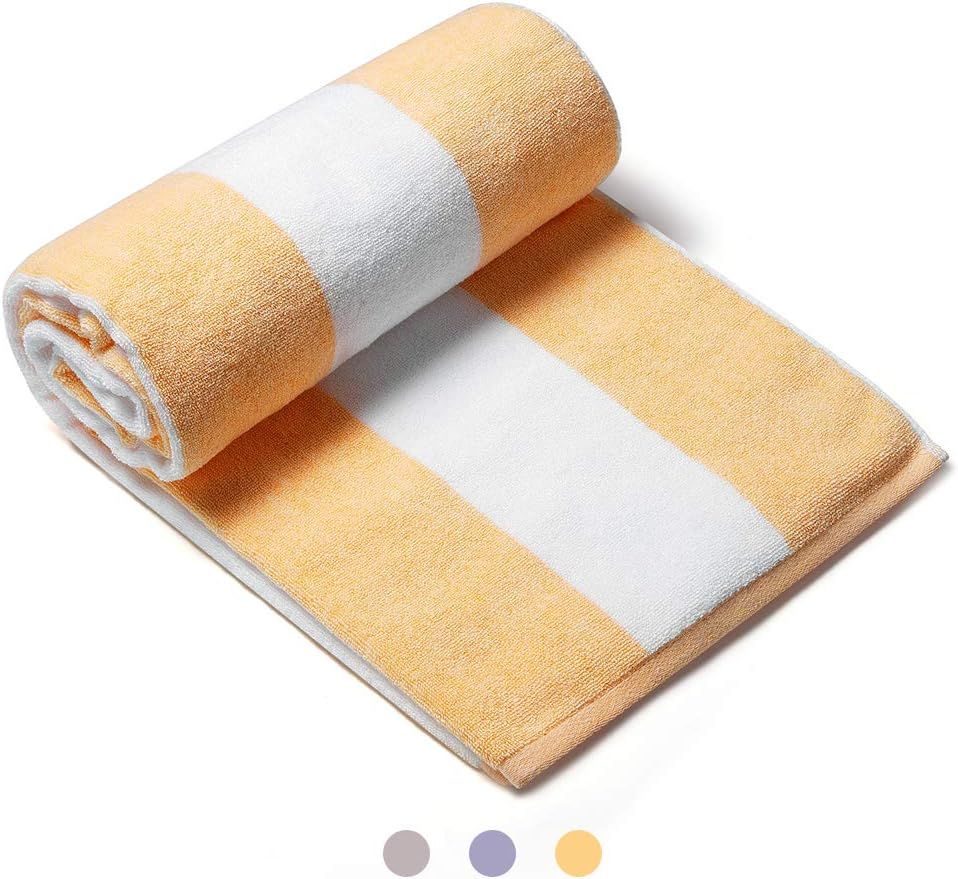 CLOWOOD Plush Oversized Beach Towel - Bamboo Cotton 40 x 72 Inch Large Thick Orange Striped Caban... | Amazon (US)
