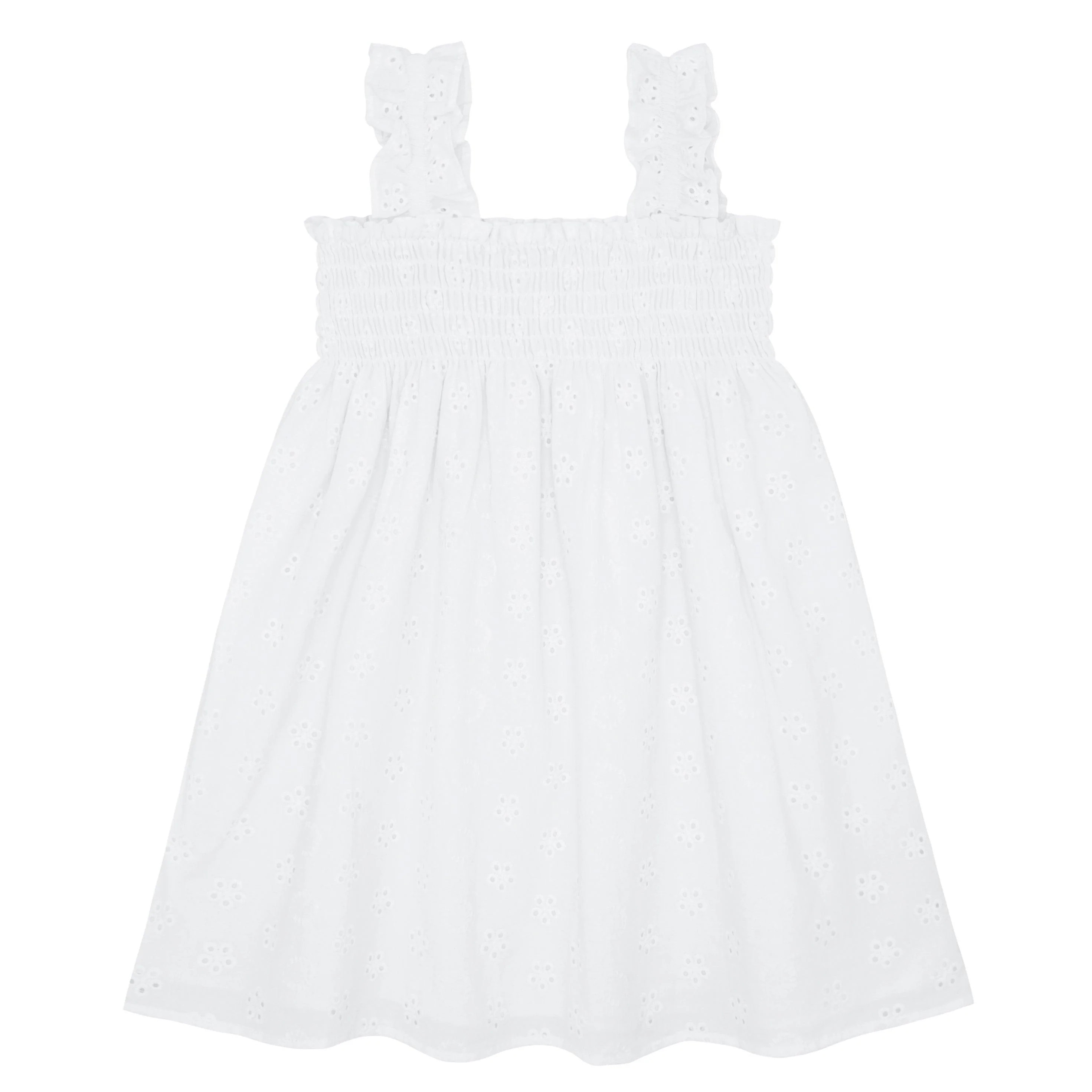girls white eyelet smocked dress | minnow