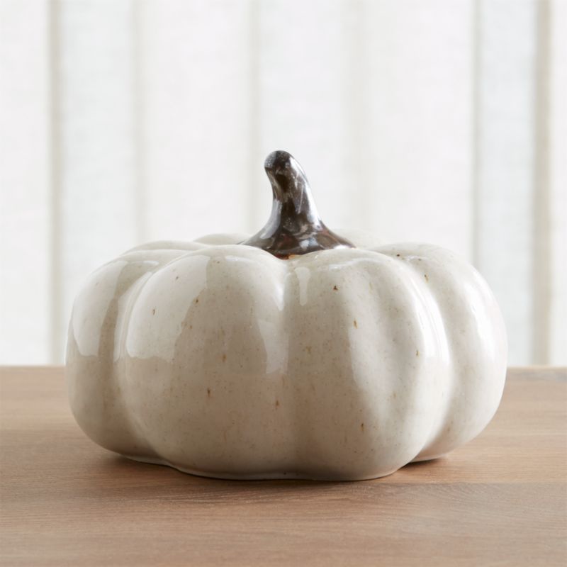 Wilder Medium White Ceramic Pumpkin + Reviews | Crate and Barrel | Crate & Barrel